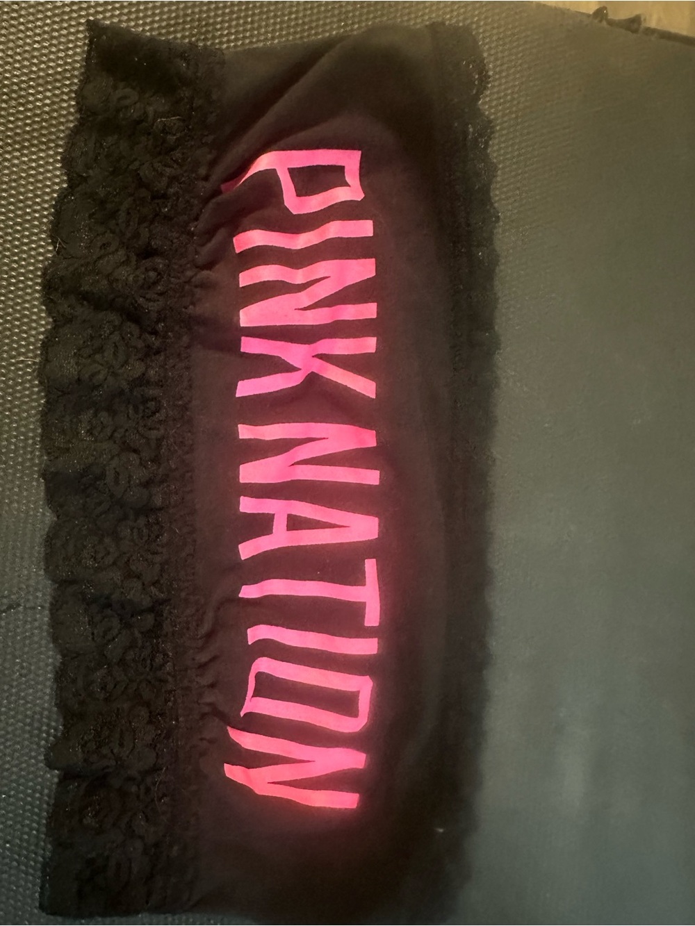PINK Victoria's Secret Black Lace top with Pink Logo
